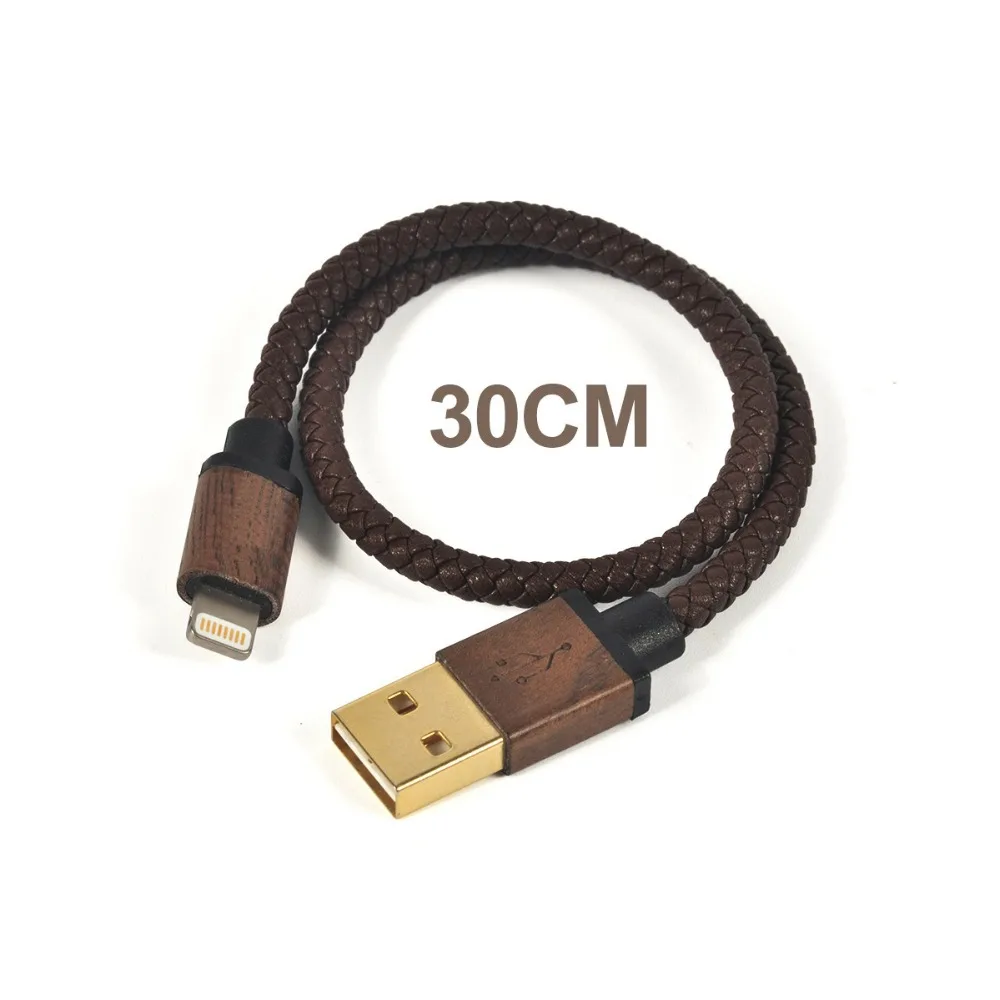 MFi Сертифицированный зоресин 30 см короткий USB кожаный плетеный кабель для iPhone XS Max