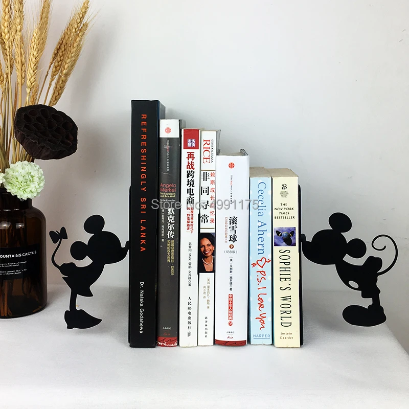 Подставка для книг с Микки Маусом и Минни, классная Подставка для книг, декоративная книга для дома и офиса, DVD CD органайзеры, металлическая стойка, книжный шкаф