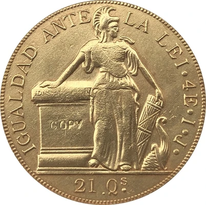 Чилийская монета 1841 4 Escudos копия 29 мм | Дом и сад