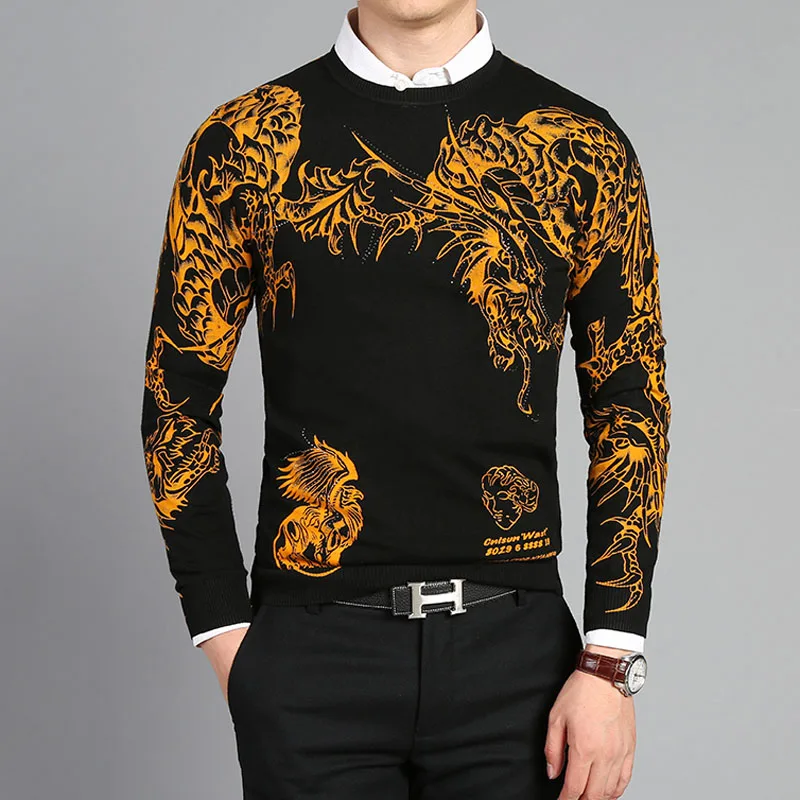 Новинка 2017 модный осенний свитер для мужчин облегающий Мужской пуловер с