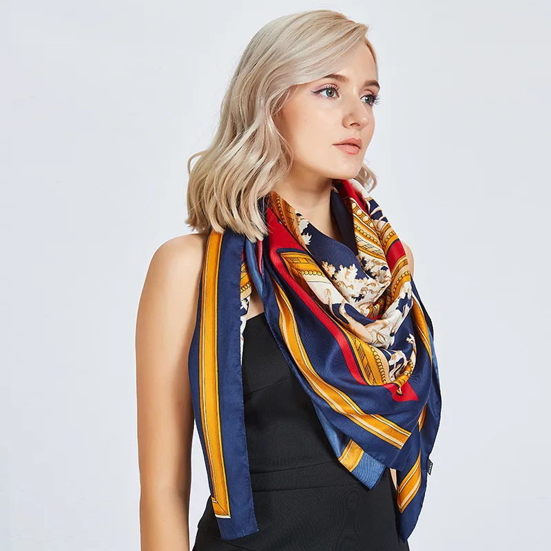 Новые осенние Элитный бренд 100% Twill Шелковый шарф Для женщин Богемия Royal Riden рыцарь