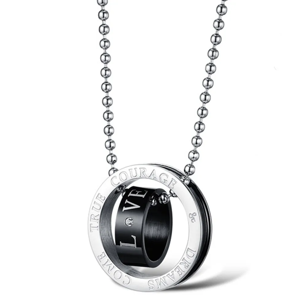 Его и ее Подарок на годовщину титана стали ювелирные изделия Пара колье|couple necklace