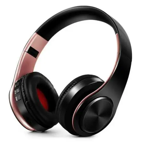 TOPROAD беспроводные Bluetooth наушники складные стерео гарнитура музыкальные наушники с микрофоном Поддержка TF карты FM радио AUX - Цвет: Black rose gold