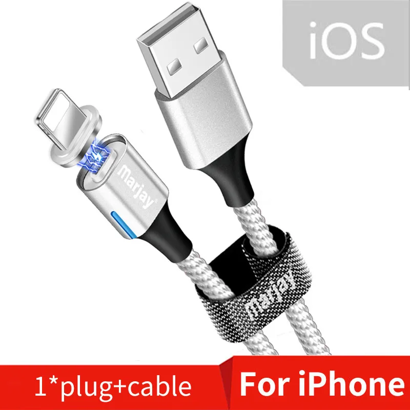 Silver IOS Cable MArjay 2 м Магнитный кабель Micro Usb type C супер быстрая зарядка телефона Usb C QC3.0 зарядное устройство для IPhone Xiaomi huawei Android телефон - Цвет: Silver IOS Cable
