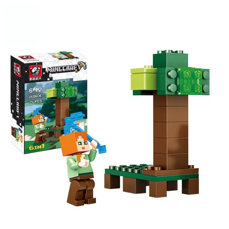 6 в 1 мой мир фигурки строительные блоки Совместимые Legoinglys Minecrafted Steve Alex Reuben DIY enleten
