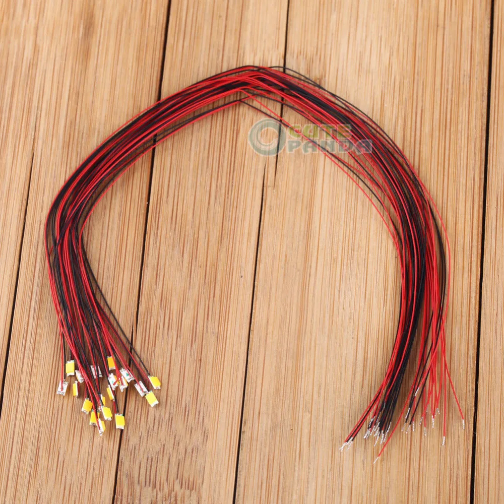 

T1206 20pcs Pre-soldered micro litz wired leads Warm White SMD Led 1206 NEW