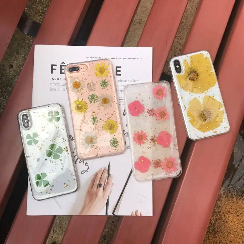 Small Daisy Everlasting Flower Clover For Iphone 6 6S 7 8plus X Xs Xr Xsmax Soft Shell Phone Case |