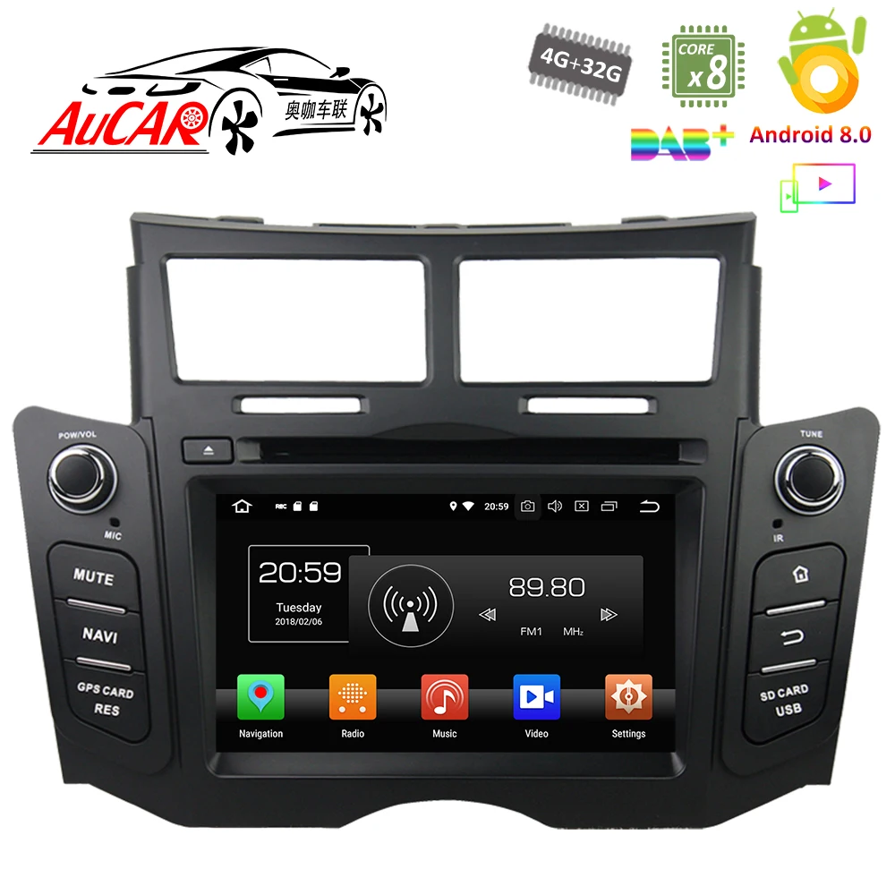 

Android 8.0 6.2" Touch Screen for Toyota Yaris car dvd 2005 - 2011 Car GPS Multimedia Bluetooth GPS Radio WIFI 4G Stereo AUX