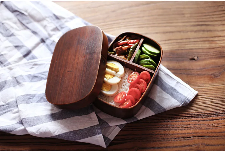 Традиционный стиль японские коробки Bento деревянная коробочка для обедов ручной работы натуральная краска деревянная чаша для суши коробка столовая посуда контейнер для еды - Цвет: Chocolate Box Only