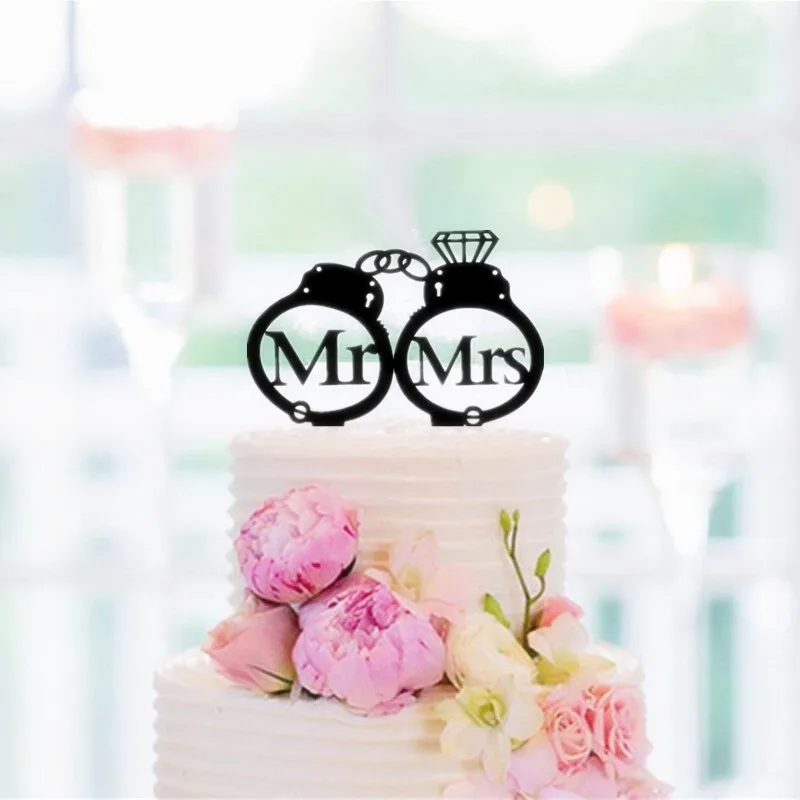 Наручники Mr и Mrs внутри наручники для свадебного торта украшения в полицейском