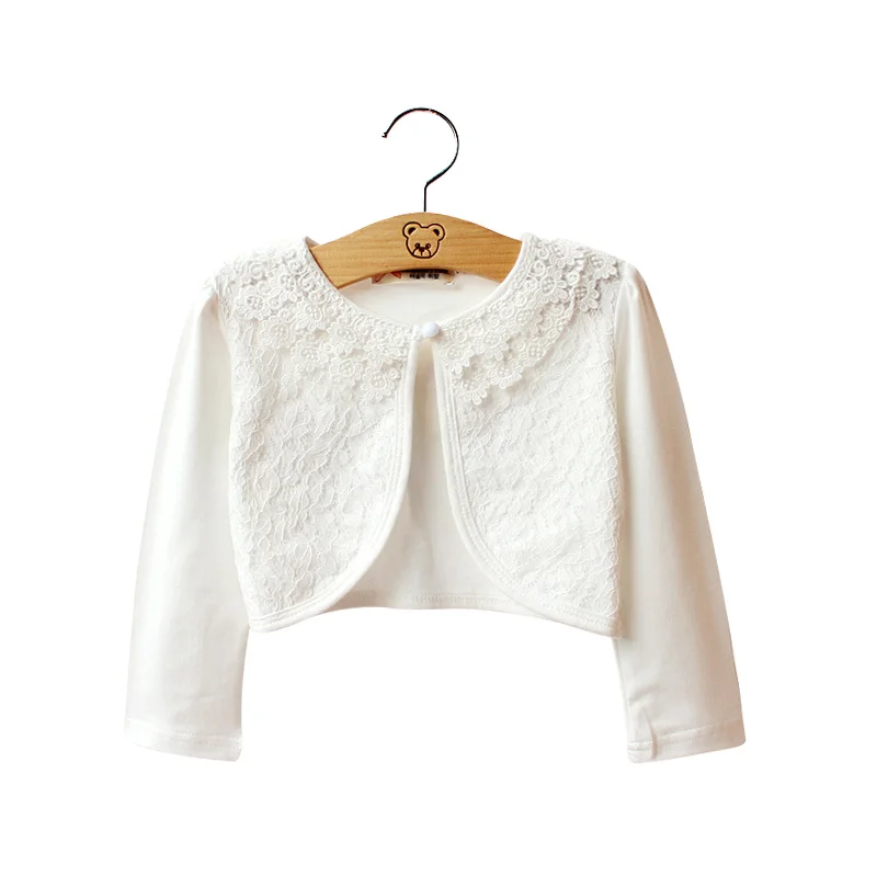 Lace Cute Girls Cardigan Long Sleeve Cotton Coat Spring Summer Kids Children Clothing Fashion 3-9T Clothes | Детская одежда и