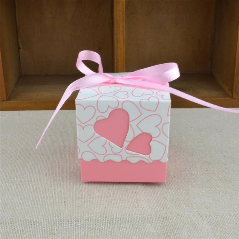 pink heart 50 шт. форма ног в форме сердца картон драги Подарочная коробка конфет для маленьких детей Вечеринка мариаж подарок на свадьбу упаковка с лентой - Цвет: pink heart