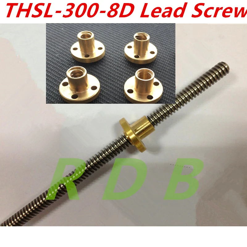 

T8 Lead Screw OD 8mm Lead 2mm 4mm 8mm 100mm 150mm 200mm 250mm 300mm 350mm 400mm 500mm with Brass Nut for Reprap 3D Printer