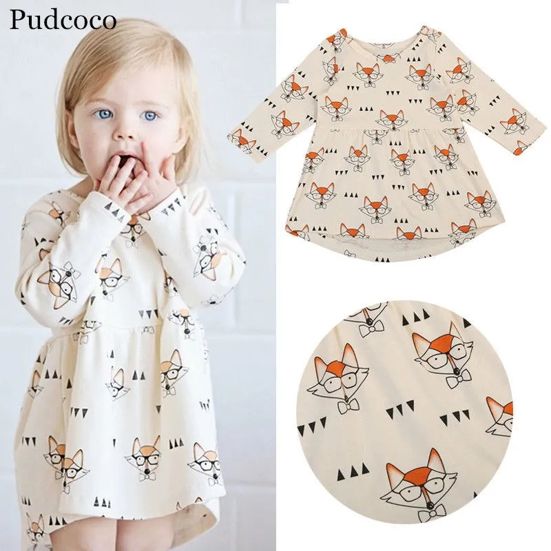 Pudcoco 2019 Brand New Toiddler Baby Girl Cartoon Long Sleeve T-shirt Clothes Casual Dress 0-4Y | Детская одежда и обувь
