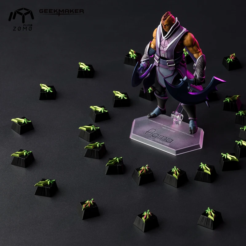 ZOMO dota2 тема 3D металлический ключ колпачок, топор, Бабочка, меч и дракон сердце, механическая клавиатура колпачки, Брелок фигурка, 1 шт
