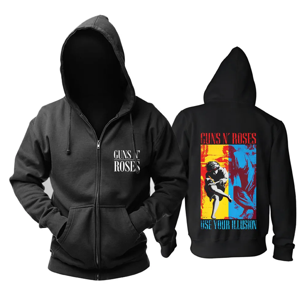 19 Designs Guns N Roses GNR Cotton Rock Hoodie Winter Jacket Brand Zipper Sweatshirt Punk Heavy Metal Sudadera Skull