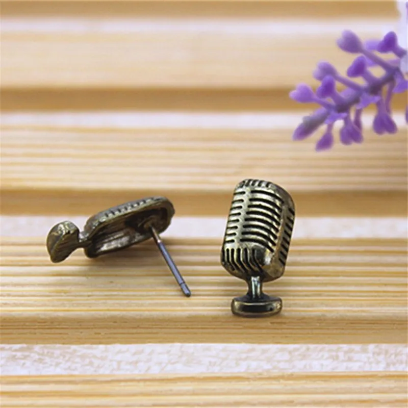 2015 бесплатная доставка модные серьги-гвоздики в стиле ретро с микрофоном |