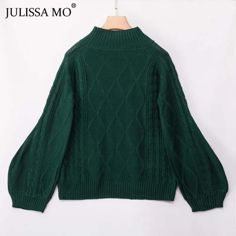 Julissa mo, вязаный свитер с рукавом-фонариком, для женщин, Осень-зима, водолазка, свободные пуловеры, повседневные, уличные свитера, женские топы