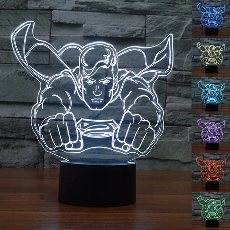 HAIXIANG, новинка, цветная Настольная 3D лампа с изображением Железного человека, светодиодный ночник для детской комнаты, внутреннее освещение, отличный подарок
