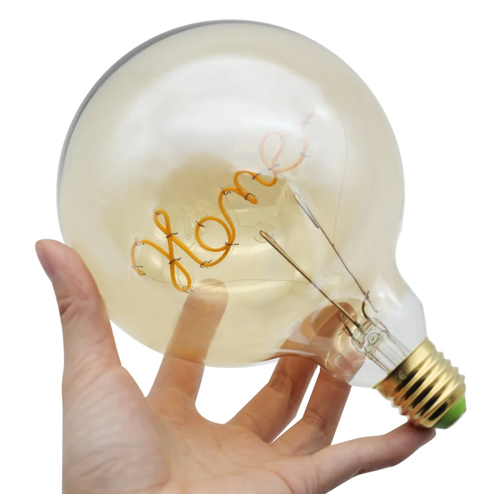 TIANFAN, лампочки Эдисона, винтажный светильник, лампа G125, светодиодная лампа Love Home Filament, 4 Вт, с регулируемой яркостью, 220 В, E27, настольная лампа