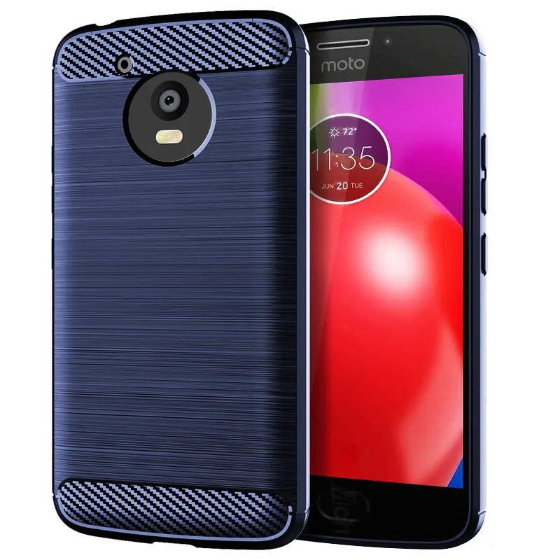 Carbon Fiber Brushed Soft TPU Phone Back Case For Motorola Moto E4 US Version Slim Armor Silicon Shockproof Cover Fundas Coque |