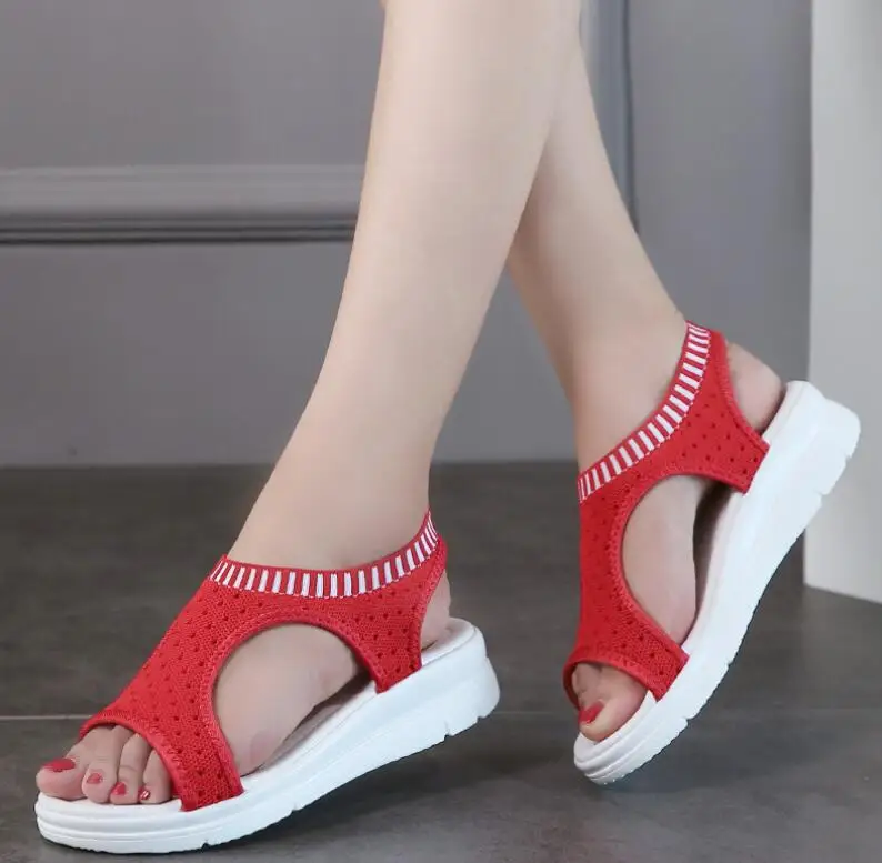 Модные женские сандалии лето 2019 дышащие удобные прогулочные туфли черные на