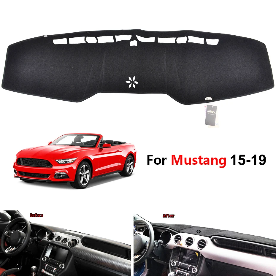 Mustang-LHD 15-19 Автомобильный коврик для приборной панели Ford Explorer Mustang Ecosport Escape Kuga Everest Ranger T6, защитный коврик для приборной панели - Название цвета: Mustang-LHD 15-19
