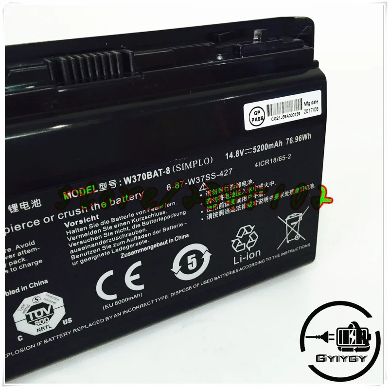 W370bat-8 Аккумулятор для Clevo W350et W350etq W370et Sager Np6350 Np6370 Schenker Xmg A522 A722 6-87-w370s-4271 | Компьютеры