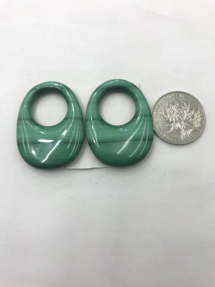 

2pcs/lot Natural Agogo Ring Shape Malchites Pendant stone Jewelry Semi Precious Beads Make pair or pieces Wholesale For DIY