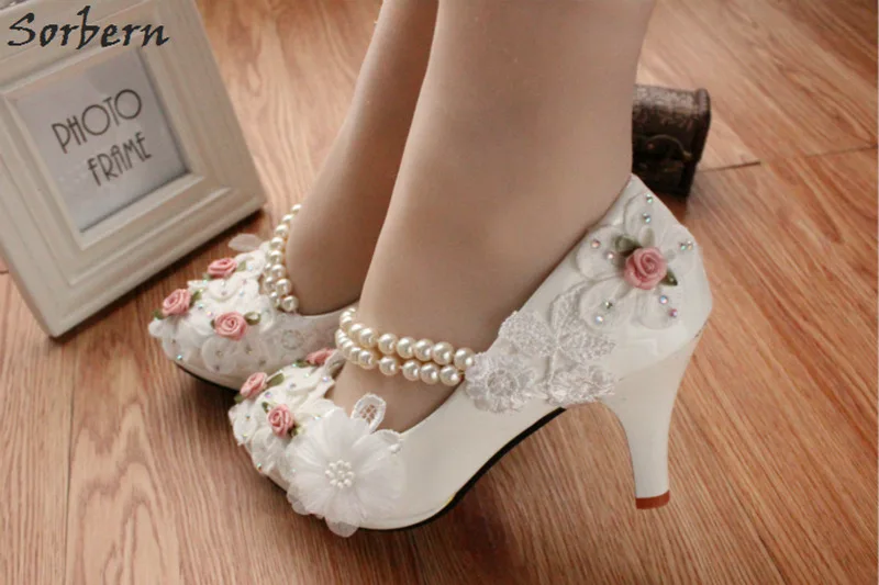 Женские свадебные туфли на каблуке 8 см/5 см/3 см|Обувь без каблука| |