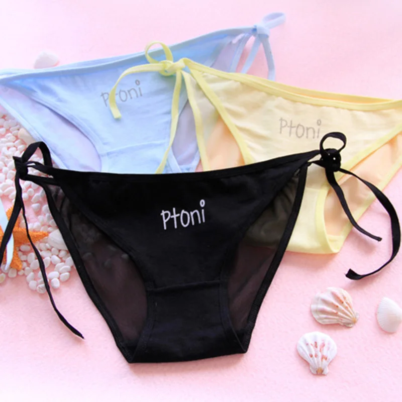 QUECOO 2017 cool a summer new band tie perspective net yarn sexy comfortable women's underwear panties #173 |