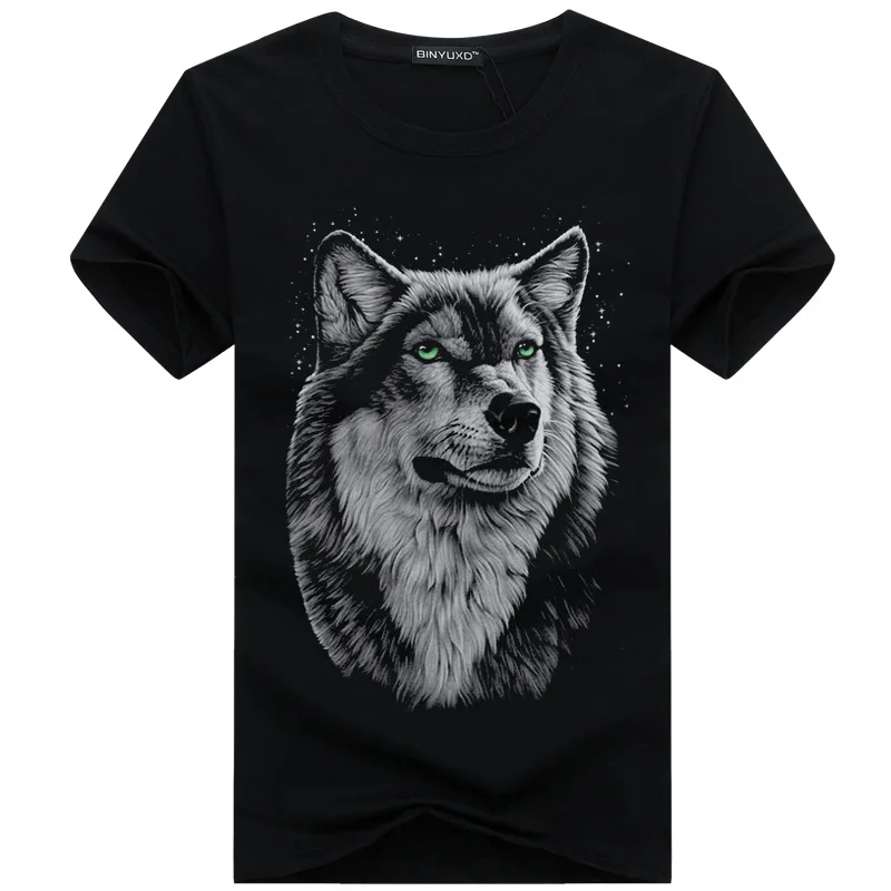 Wolf Men T-Shirt 5XL White T shirt Casual Cotton Printed Cartoon Short Sleeve Tee Shirt Large Size Summer Hot |