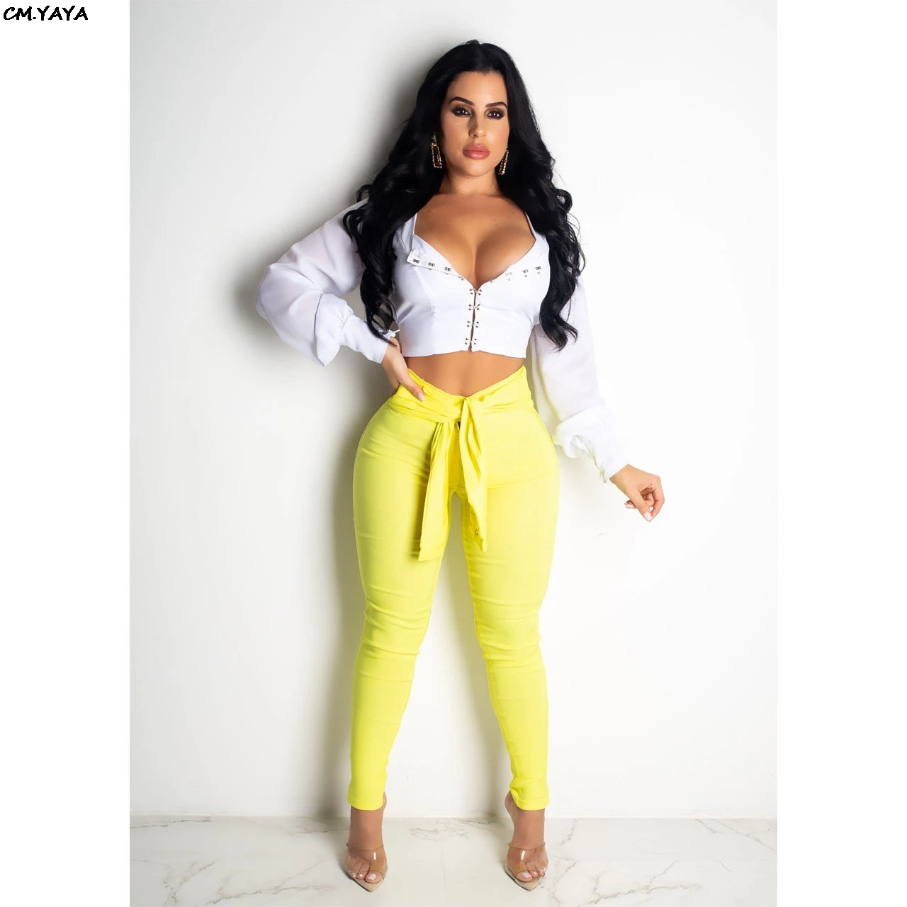 Женский винтажный костюм с длинными рукавами и вырезами рубашка штаны