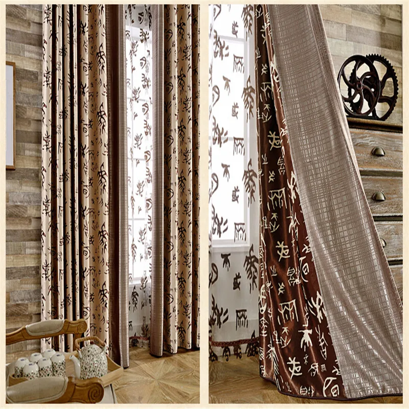 New arrival China classical Chinese hieroglyphs jacquard cloth curtain Modern simple curtains for living room factory direct | Дом и сад