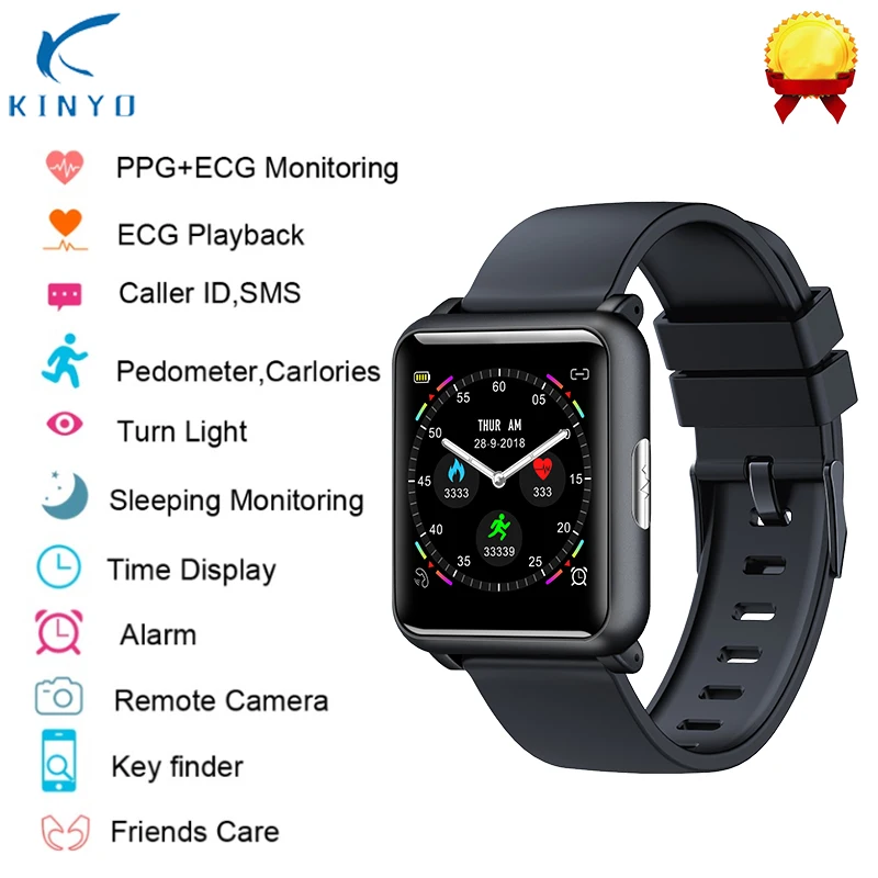 

KINYO 2019 watch blood pressure smart bracelet ecg ppg waterproof women men sleep tracker smart wristband pk z02 e18 smart watch