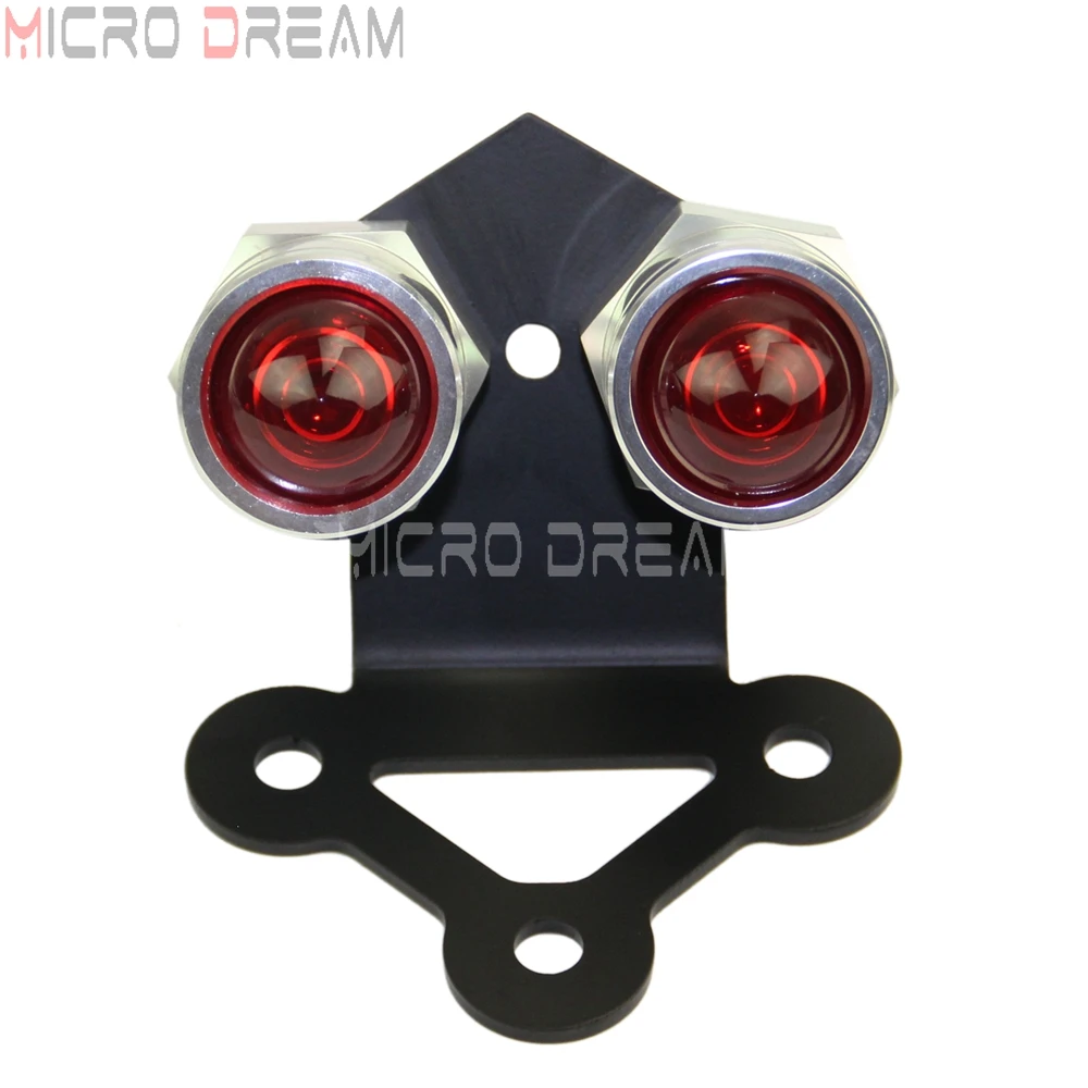 CNC Motorcycle Dual Lucas Tail Light Twin Brake Stop Lamp w/ License Plate Bracket for Harley Chopper Bobber Custom Taillights |