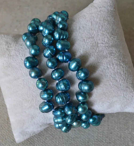 New Arriver Pearl Bracelet Teal 3Rows 7'' Baroque Freshwater Magnet Clasp Wedding Birthday Girl Gift Jewellery | Украшения и