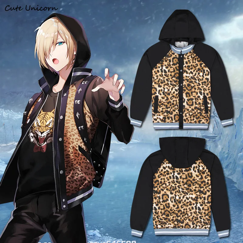 YURI on ICE куртка мужские свитшоты с капюшоном Yuri Plisetsky леопардовое пальто для