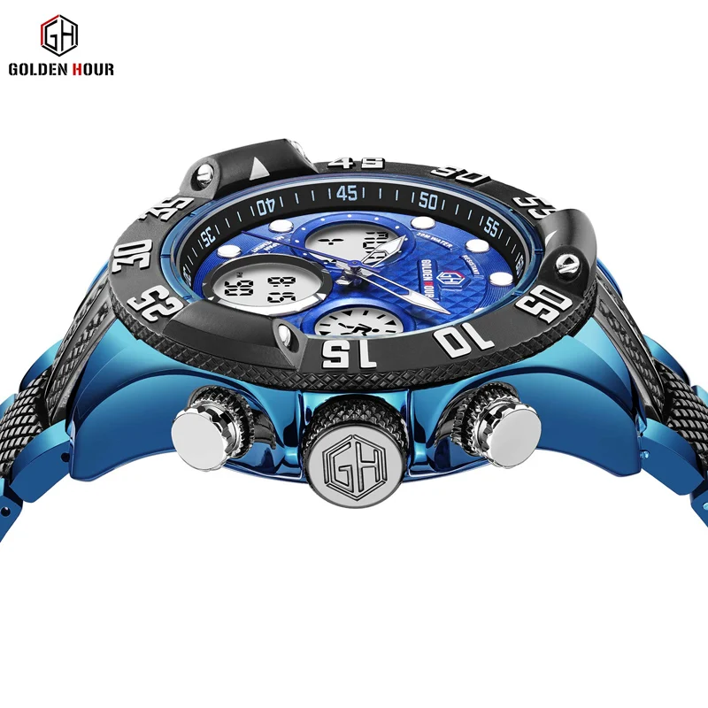 Мужские часы Reloj Hombre GOLDENHOUR Автоматические цифровые водонепроницаемые наручные