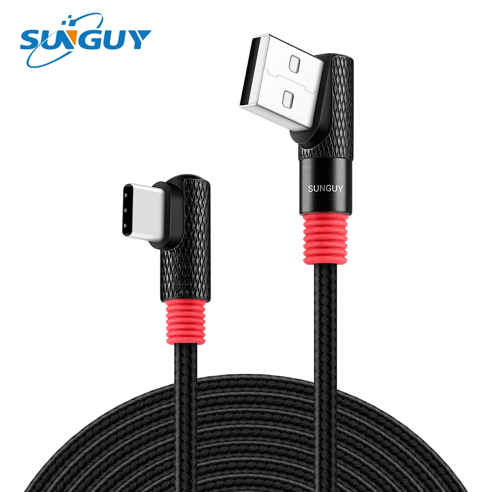 SUNGUY прямоугольный кабель usb type C плетеный для быстрой зарядки передачи данных samsung