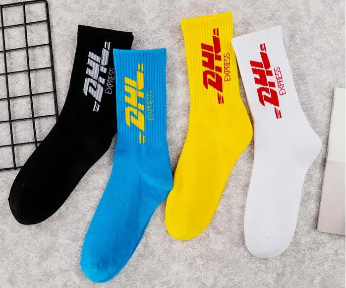 Носки унисекс, уличная мода, стильные, для DHL, с надписями, с принтом, для мужчин и женщин, модные носки для катания на коньках Ulzzang