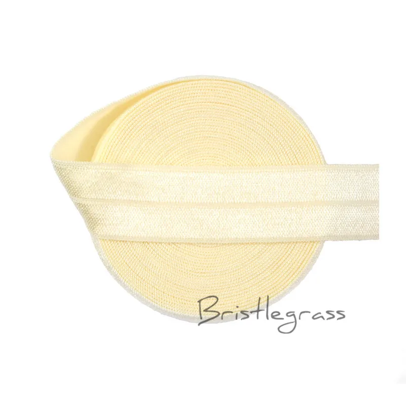 BRISTLEGRASS 5 Yard 3/4&quot 20mm Antique White FOE Fold Over Elastic Spandex Satin Band Kids Hairband Headband Lace Trim DIY Sewing |