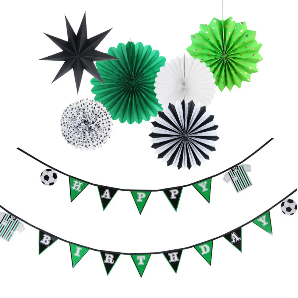

Happy Birthday Party Decorations Kids 7pc Football Soccer Birthday Theme Pennant Happy Birthday Banner Paper Star Party Supplies