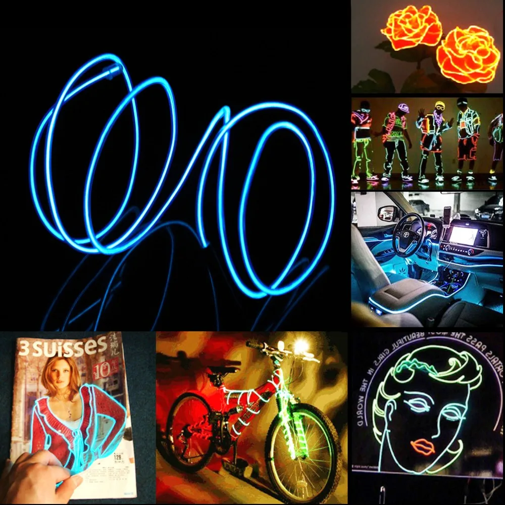 

EL Wire String Strip Rope Tube Cable LED Strip 1M 3M 5M Flexible Neon Lamp Glow String Light For Car Decoration