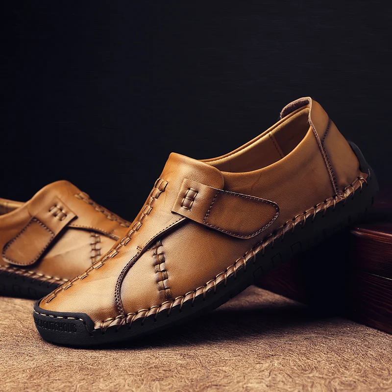 Top Men's casual driving shoes Slip-on city loafers male 2018 summer Genuine leather soft moccasins flats gomminos black brown | Обувь