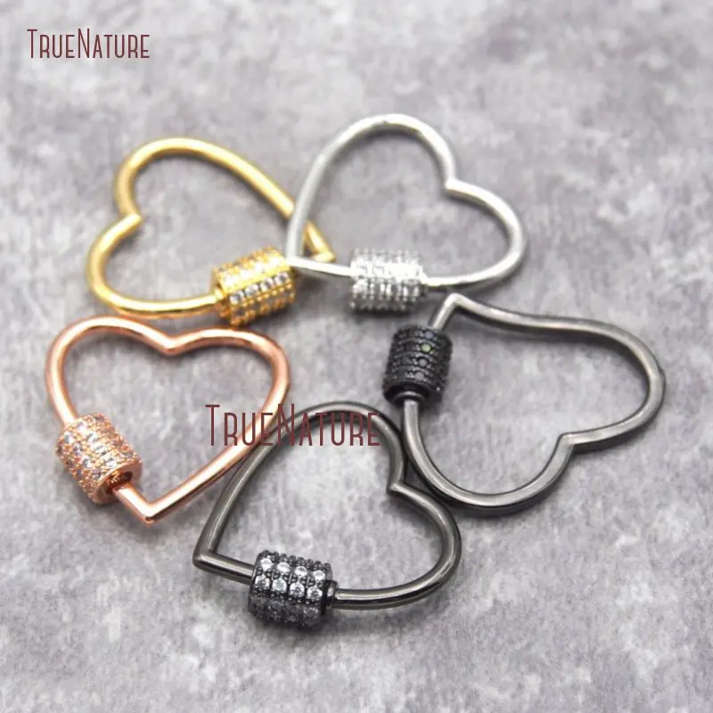 CZ Micro Pave в форме сердца винтовая застежка золото розовое золото металл Посеребренная U форма застежка замок карабин проложить замок FC26945
