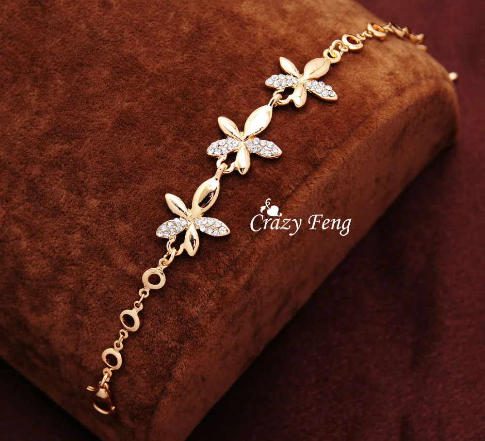 Большая Акция новые женские браслеты золотистого цвета цепочка с австрийскими