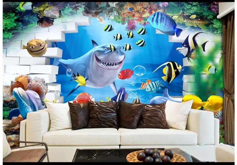 Пользовательские 3d обои с изображением фрески 3 d мультфильм росписи для детской