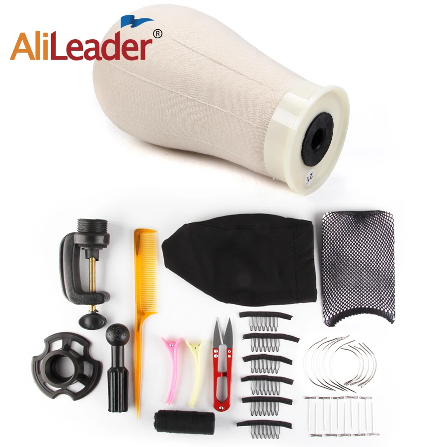 AliLeader 11 шт. парик делая Комплект 21 22 23 24 дюймов подушечка из ткани с подставкой шапка парик расчёски и гребни для волос изогнутые иглы T шпильки нитки