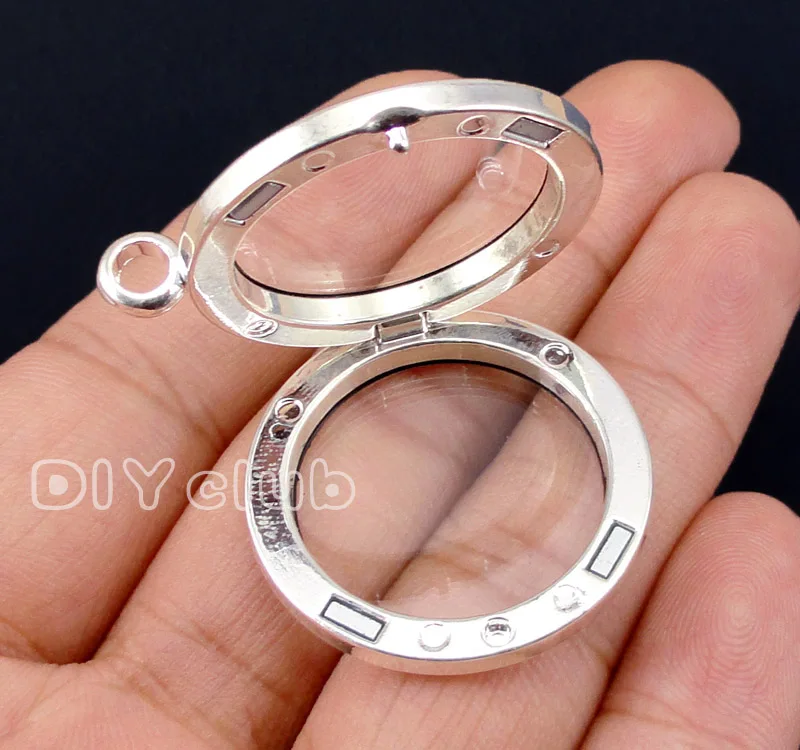 2 шт. яркий серебристый круглый плавающий медальон стеклянный кулон Плавающие